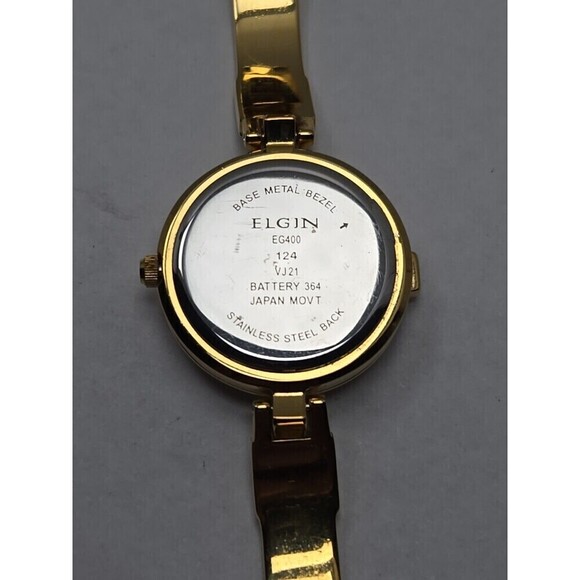 Elgin EG400 124 VJ21 Gold Tone Crystal Quartz Ladies Watch New Battery Vintage